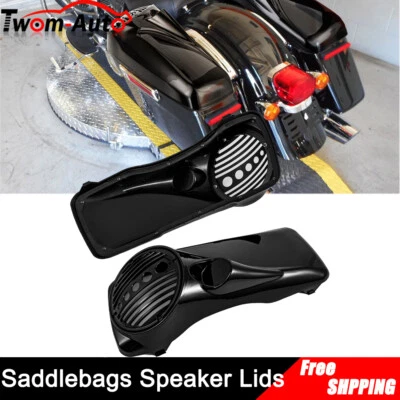 Black 8" Speaker Lids w/ Tweeter port For Harley Touring Electra Glide 1994-2013 - Image 1 of 4