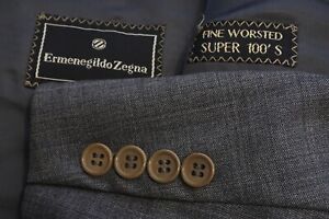 Ermenegildo Zegna Fine Worsted S100s Wool Gray 2 Pc Suit Jacket Pants Sz 48R