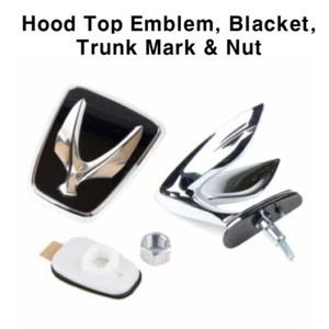 New OEM Hood Top Emblem, Blacket, Trunk Mark & Nut 4p For Hyundai Equus 09-16 - Picture 1 of 9