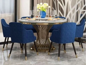 Comfortable Round Marble-Top Dining Table Set - Picture 1 of 5