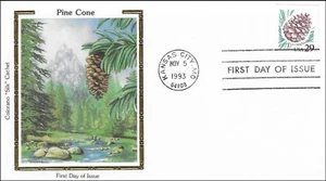 Pine Cone Save Clean Nature USA Colorano Silk Cachet FDC 1993 - Picture 1 of 1