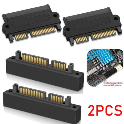 2PCS SFF-8482 Computer Cable Connectors SAS to SATA 22 pin HDD Raid Adapter US - Image 1 of 4