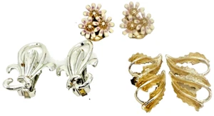 Vintage Ohrclips, 3 Stück, verschiedene Stile, gebraucht (DD1) - Bild 1 von 8