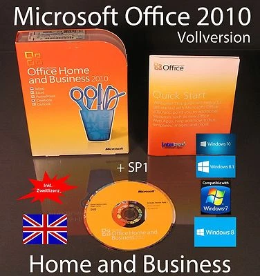 Microsoft Office Home and Business 2010 Vollversion Englisch Box, DVD + SP1 OVP - Bild 1 von 4