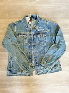 New Women's Essential Bar & Shield Denim Jacket - Medium Indigo 99040-23VW Small - Picture 1 of 5
