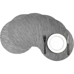 Round Placemats Set of 6 Woven Vinyl Easy to Clean Heat Resistant Kitchen Tab... - Picture 1 of 7