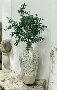 Large Clayre & Eef Cottage Flower Vase Ceramic Flower Tendril Green 34cm New - Picture 1 of 7