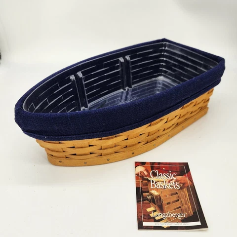 Longaberger 2002 Row Your Boat Basket+Liner+Protector PARTY PICNIC SERVING TABLE Cover