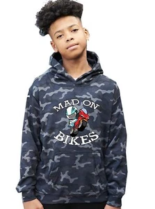 Camo camouflage children hoodie pullover mad on bikes motorcycle - Picture 1 of 1