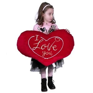 Cuscino Peluche Cuore Gigante 65cm I Love You Rosso Versione San Valentino - Foto 1 di 4
