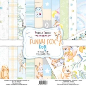 8" x 8" scrapbooking paperpad cardstock Funny Fox Boy 10 designs - Picture 1 of 12