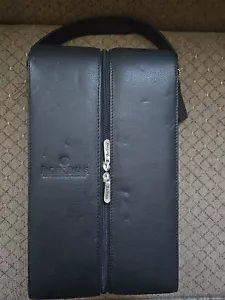 Weinflaschentragetasche - schwarzes Leder mit Reißverschluss - für 2 Flaschen - Bild 1 von 10