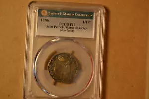 (1652-1674) St. Patrick Farthing- PCGS F-15. Martin 4c.2-Ge.4. R7. Nice!! PQ! - Picture 1 of 5