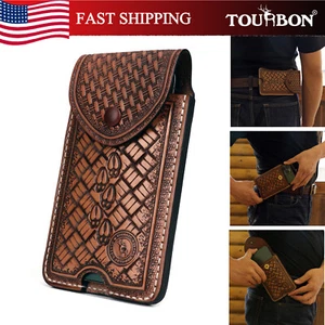 Étui pour téléphone intelligent en cuir fait main TOURBON étui ceinture support 7" téléphone pour cadeau États-Unis - Photo 1 sur 24