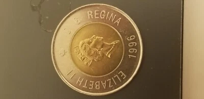 Moneda Toonie de $2 planchet alemán Canadá 1996  Foto 1 de 4