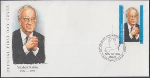 ISLAS MARSHALL Sc#601 FDC EN MEMORIA DEL ASESINADO PRIMER MINISTRO ISRAELÍ RABIN - Imagen 1 de 1