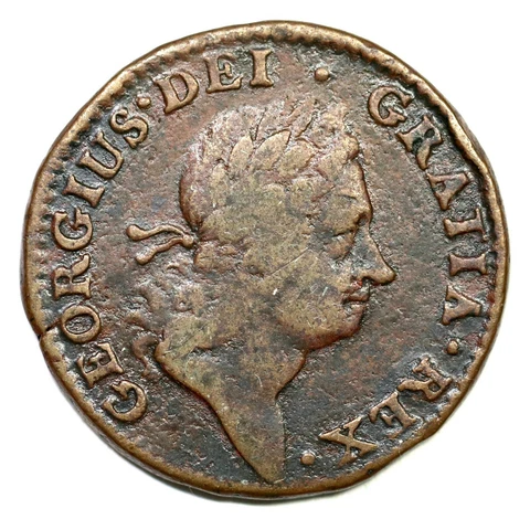 1724 Wood's Hibernia Half Penny Colonial Copper Coin Cover