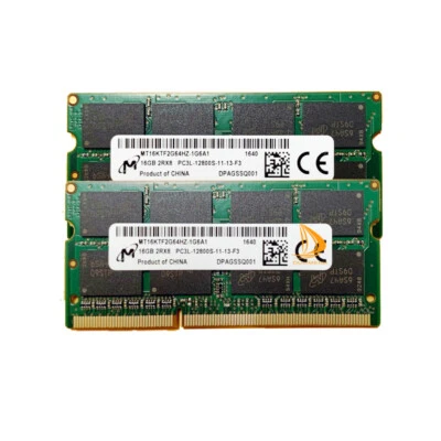 RAM Micron Kits 2x 16GB 2RX8 PC3L-12800S DDR3-1600Mhz 1.35V Laptop SODIMM,Memory - Image 1 of 4