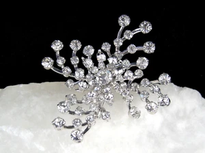 Juego de broches de estrás de cristal transparente de colección remaches tono plata copo de nieve 2,25" - Imagen 1 de 8
