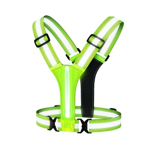 Elastic Webbing LED Reflective Running Vest 3 Lighting Modes High Visibility - Picture 1 of 8