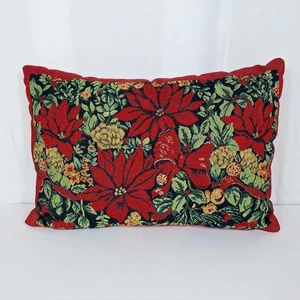 Gobelin Kissen Weihnachten Weihnachtsstern & Schleifen, Gold Highlights 2 Pfund ca. 18x12 - Bild 1 von 4