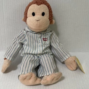 Curious George Bedtime Monkey 10" Peluche Peluche Giocattolo Pigiama Applausi Nuovo - Foto 1 di 8
