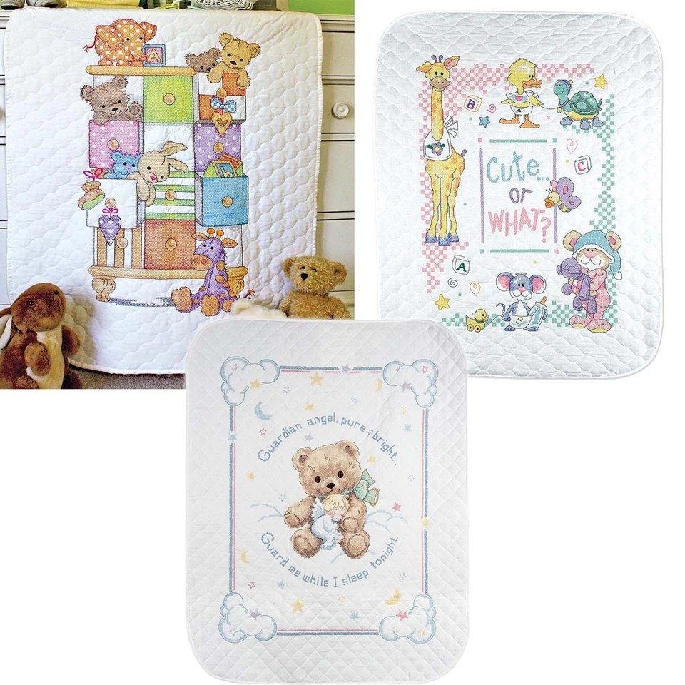 Dimensions® Cute Baby Quilt Set Stamped Cross-Stitch Kit - Image 1 of 1