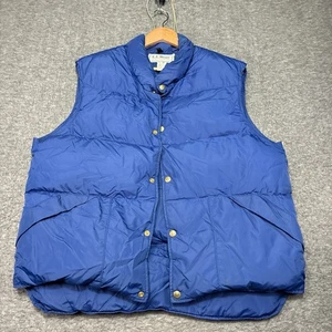 Vintage L.L. Bean Goose Down Puffer Snap Vest 1419 Blue USA Men’s Large - Picture 1 of 8