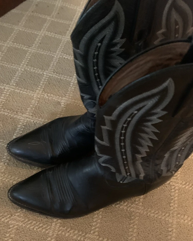 Botas vaqueras occidentales de cuero negro Lucchese 2000 de colección para hombre talla 10D T3010J4 Foto 1 de 4