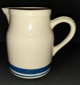 Friendship Roseville Keramik Krug 16 Unzen 6" x 5" blaue Streifen - Bild 1 von 3