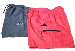 New! (2) ADIDAS-Red/Gray Poly, Mens All Purpose Athletic/Fitness Shorts-(M) - Picture 1 of 10