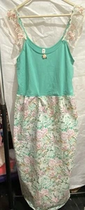 Plus size 1 X dress blue green with floral print - Bild 1 von 5