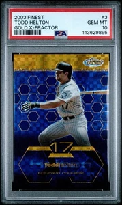 2004 Topps Finest Todd Helton #3 Gold Xfractor PSA 10 Pop 5 - Picture 1 of 2