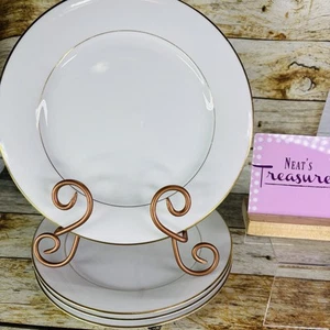 Vintage Noritake DAWN White Gold Trim Verge Japan Porcelain Dinner Plates Set 4 - Picture 1 of 20
