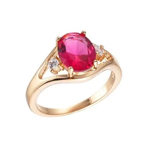 Shine Unique Flower Shape Red Kunzite Gem Rose Gold Rings Size 6~10 Holiday Gift - Picture 1 of 9