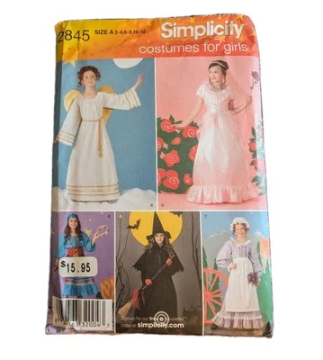 Costumes Simplicity Sewing Pattern 2845 Girl Angel Witch Princess 2-4,6-8,10-12  - Image 1 of 4