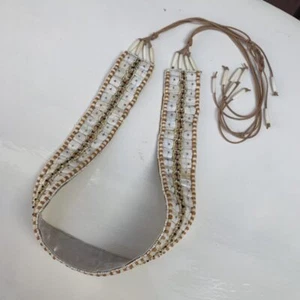 Gürtel Perlen Muscheln Handarbeit bestickt Vintagegürtel Hippie Boho Perlmutt - Bild 1 von 7