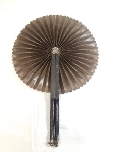 Civil War Era Mourning Fan Antique Folding Hand Fan Black Faric W Wooden Handle - Picture 1 of 15