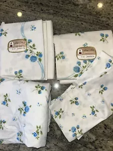 VTG Some NWT Springmaid Blue Roses Full Sheet Set - Picture 1 of 10