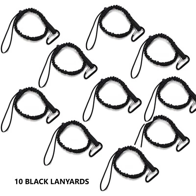 10 x Black Tool Lanyard Aluminum Screw Lock Carabiner, Up to 160cm-Max load 10KG - Image 1 of 4