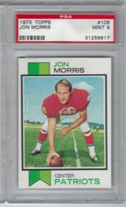 1973 Topps football card #108 Jon Morris New England Patriots graded PSA 9 tuff - Picture 1 of 2