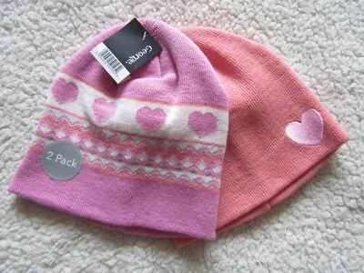 Girls 2 Pack Beanie Style Hats Age 4-8 Years Brand New With Label - Image 1 of 4