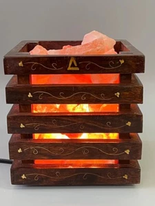 Himalayan Salt Lamp wooden Basket Dimmable Classic Design Extra Bulbs Gift Idea - Picture 1 of 5