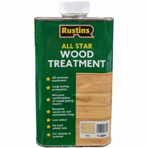 Rustins All Star Wood Treatment Clear 1L All Purpose Insects Interior & Exterior - Picture 1 of 1