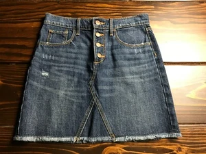 Old Navy Skirt, Women's Size Large, Blue, Denim, Frayed Hem, Pockets - Picture 1 of 6