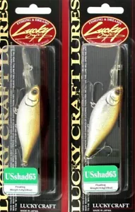 (2) Lucky Craft Made JAPAN US Shad 65 F Floating 2 1/2" Crankbaits Aurora Brown - Picture 1 of 2
