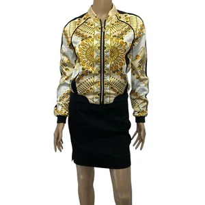 VERSACE JEANS Chaqueta Bomber Estampada Barroca Negra Oro Blanco - Imagen 1 de 14