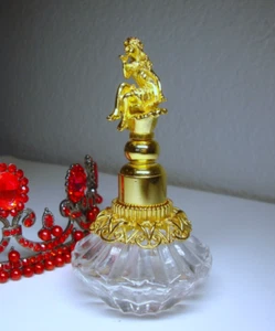 Unique Crystal GP Perfume Bottle with Dabber, Lady Sitting on Rose Blowing Kiss - Picture 1 of 8
