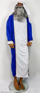 Biblical Shepherd/Sheik Costume 3 Pc Blue/White Gown Keffiyeh & Cord XL - Picture 1 of 3