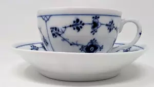 Royal Copenhagen Blue Fluted Plain Tea Cup And Saucer 1/70 19th Century Rare - Picture 1 of 9